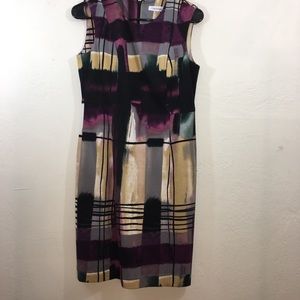 Calvin Klein Women’s Purple/Yellow/Gray Dress 6